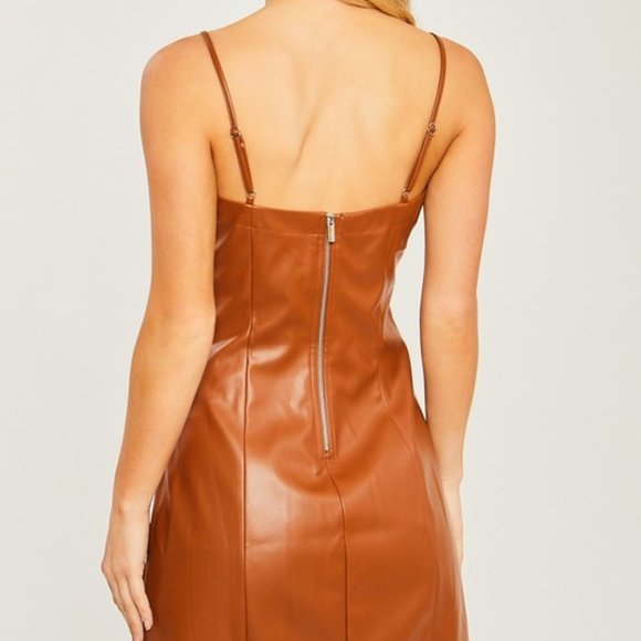 Body Contour Faux Leather Cami Midi Dress - Picture 4 of 4